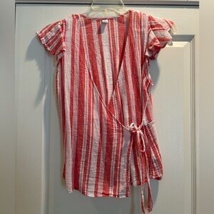 Red and White Old Navy Tie Shirt
